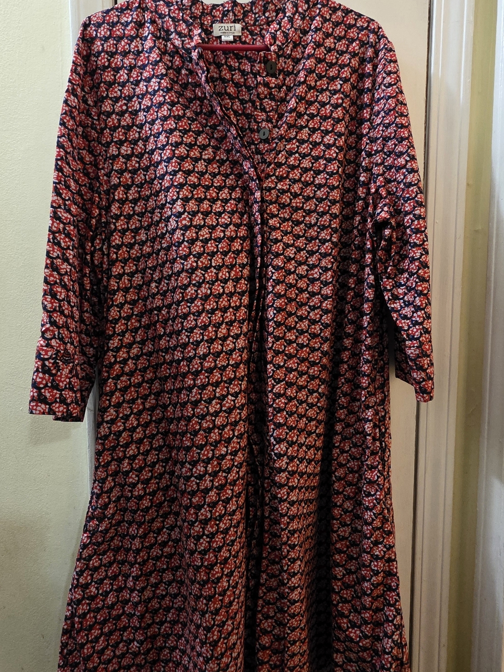 Zuri Pink & Navy Floral Button-Front Women’s Dress
